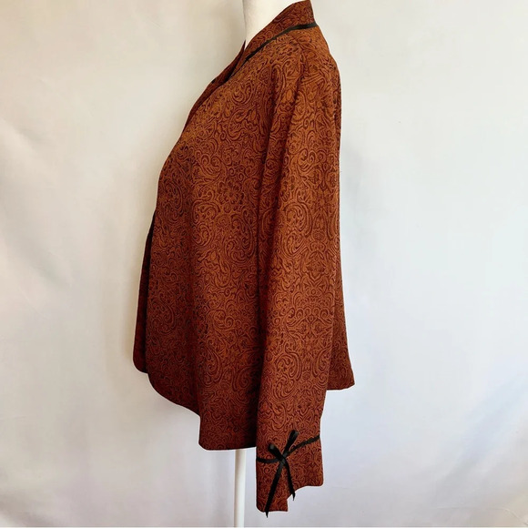 Drapers And Damons Rust Orange Floral Paisley Open Front Blazer Jacket Size 14 - Picture 7 of 12